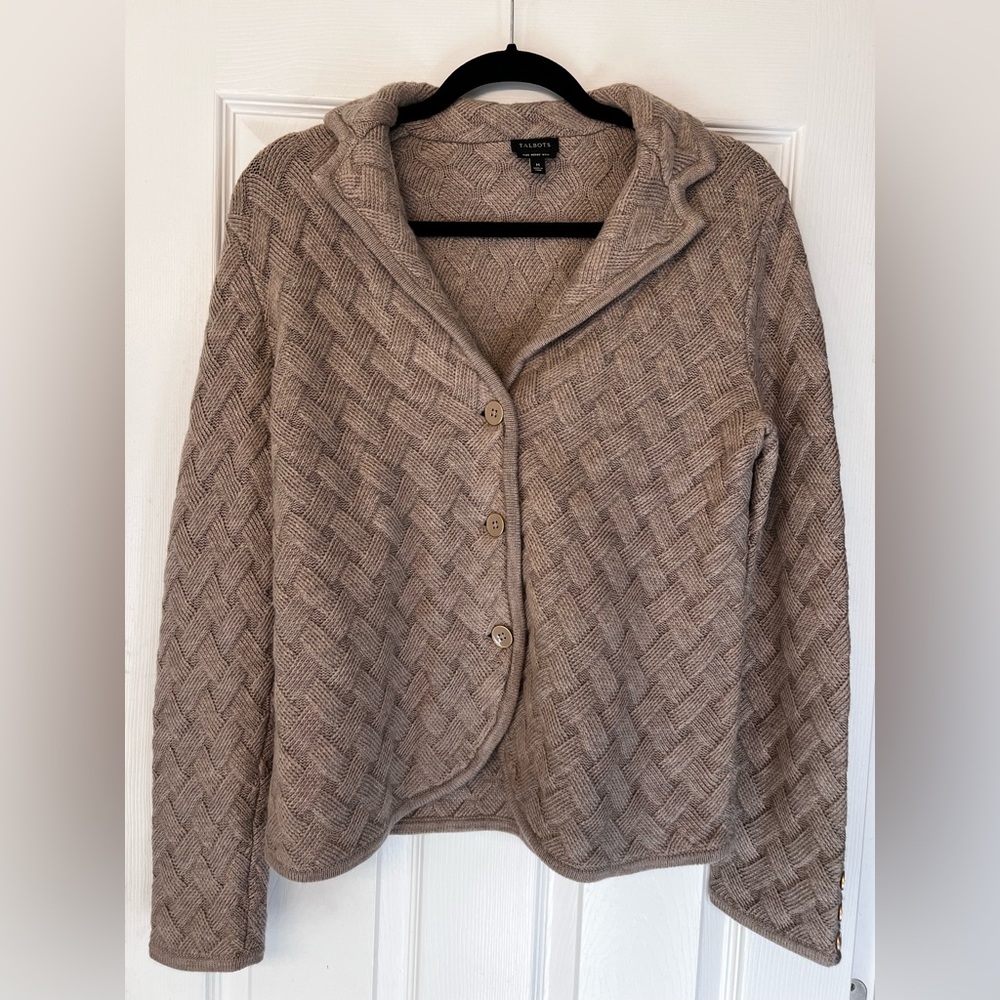 Talbots Merino Wool Textured Sweater Blazer